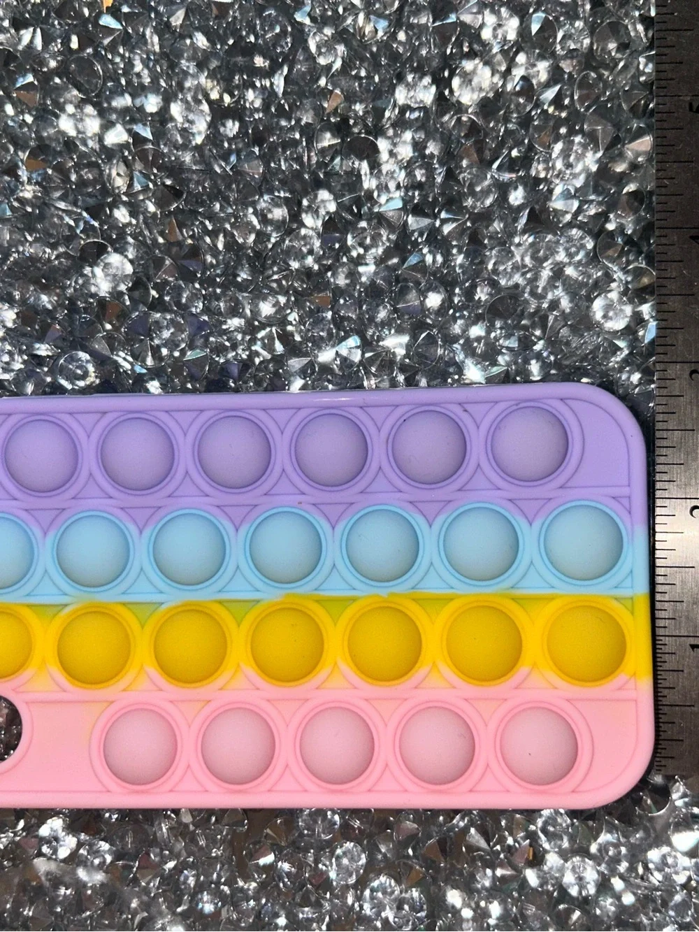 Silicone Rainbow Pop-It Fidget Toy - Pastel Purple, Blue, Yellow, Pink